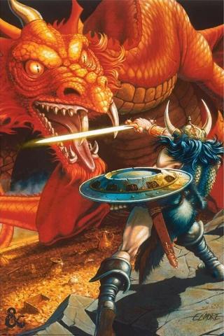 Plakát, Obraz - Dungeons & Dragons - Classic Red Dragon Battle,