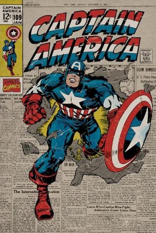 Plakát, Obraz - MARVEL - captain america retro,