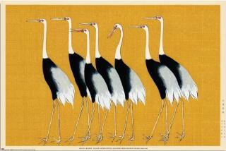 Plakát, Obraz - Ogata Korin - Flock of Beatiful Japanese Red Crown Crane,