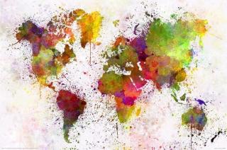 Plakát, Obraz - World Map - Watercolour,