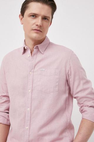Plátěná košile Pepe Jeans růžová barva, regular, s klasickým límcem