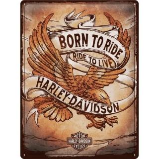 Plechová cedule Harley-Davidson - Born to Ride Ride to Live,
