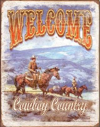 Plechová cedule WELCOME - Cowboy Country,