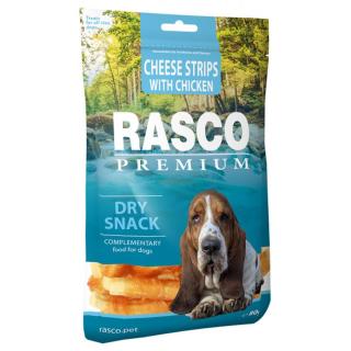 Pochoutka Rasco Premium proužky sýru obalené kuřecím masem 80g