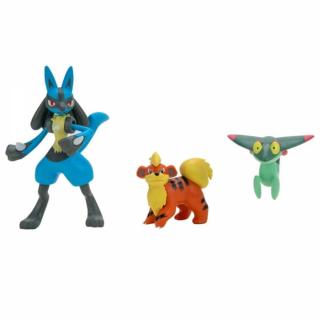 Pokémon akční figurky 3-Pack Growlithe, Dreepy, Lucario 5 cm