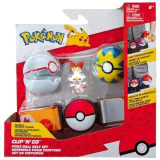 Pokémon Clip and Go set Scorbunny s páskem - Premier Ball + Quick Ball