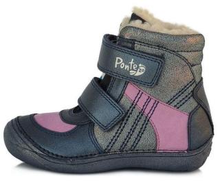 Ponte 20 dívčí zimní kožená kotníčková obuv PVG222-DA03-1-901A tmavě modrá 35