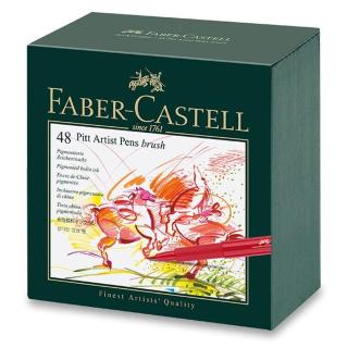 Popisovač Faber-Castell Pitt Artist Pen Brush sada 48 ks, studio box