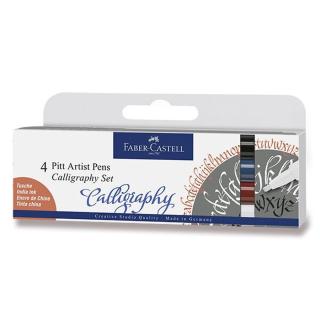 Popisovač Faber-Castell Pitt Artist Pen Calligraphy sada 4 ks, tmavé barvy