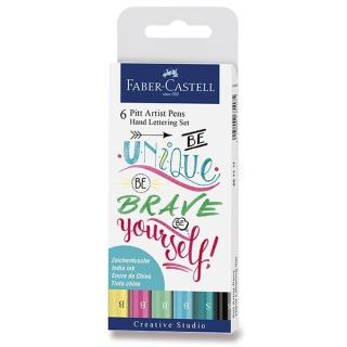 Popisovač Faber-Castell Pitt Artist Pen Hand Lettering sada 6 ks, pastelové barvy