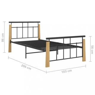 Postel kov / masivní dub Dekorhome 90 x 200 cm,Postel kov / masivní dub Dekorhome 90 x 200 cm