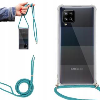 Pouzdro Crossbody pro Samsung A42 5G Tyrkysová Šňůrka