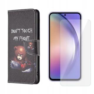 Pouzdro Fancy Diary pro Samsung A54 5G medvídek+ŠKOLA