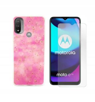 Pouzdro Gold Glam pro Motorola Moto E20 pink+ŠKOLA