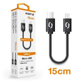 Pouzdro na mobil Datový kabel Aligator Power Usb-c/microusb 15cm, černý