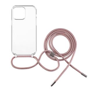 Pouzdro na mobil Pouzdro Fixed Pure Neck s růžovou šňůrkou na krk pro Apple iPhone 13 Pro