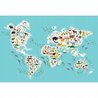 Pozadí prkna Yeele Photocall mapa světa zvířata ur