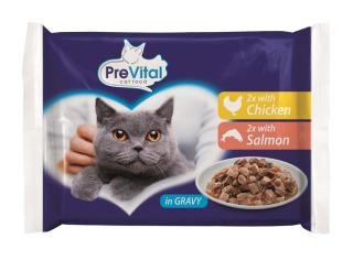 PreVital Vital Pack kapsičky pro kočky s kuřecím masem a lososem 4 x 100 g