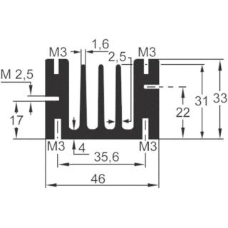 Prolisovaný chladič Assmann WSW V5583K, 90 x 46 x 33 mm, 3.2 K/W