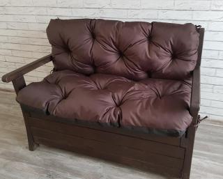 Prošívané sezení JONAS, polstr na zahradní lavici - sedák s opěrkou, HNĚDÁ, různé rozměry, Mybesthome Rozměr: 135x60x50 cm