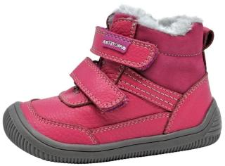 Protetika dívčí zimní kotníčková barefoot obuv Tyrel Koral růžová 24