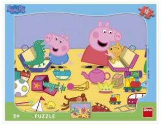 Puzzle Pepa Pig si hraje Tvary 12 dílků na podložce