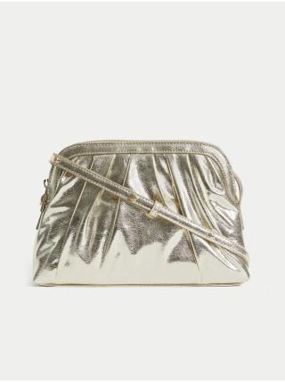 Řasená kabelka přes rameno z koženky Marks & Spencer zlatá