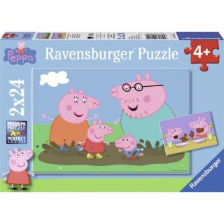 Ravensburger puzzle 090822 Prasátko Peppa Šťastná rodina 2x24 dílků