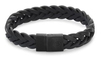 Rebel&Rose Černý kožený náramek Braided Black Black RR-M0026-B 15 cm - XS