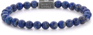 Rebel&Rose Stříbrný korálkový náramek Lapis Lazuli RR-6S002-S 19 cm - L