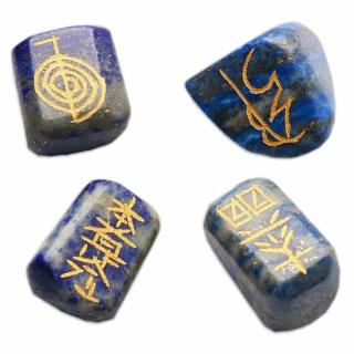 Reiki sada kamenů lapis lazuli se symboly Reiki - 4 x cca 3,8 cm