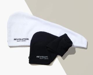 Revolution Haircare Elastický turban na vlasy  Koralová/bílá