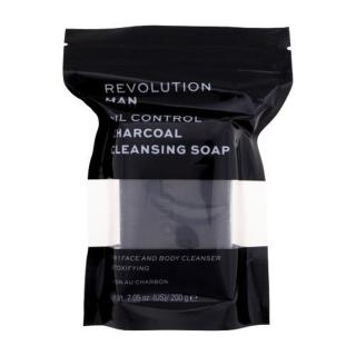Revolution Man Oil Control Charcoal Cleansing Soap 200 g čisticí mýdlo pro muže na mastnou pleť; na problematickou pleť s akné