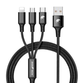 RhinoTech nabíjecí a datový kabel 3v1 USB-A  1,2m RTACC321, černá