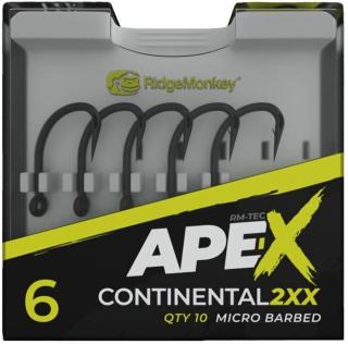 Ridgemonkey háček ape-x continental 2xx barbed 10 ks - velikost 2
