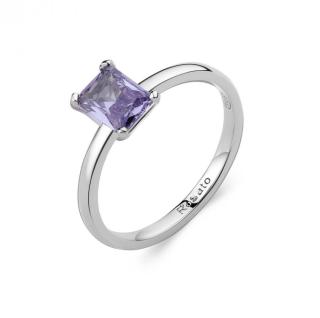 Rosato Minimalistický stříbrný prsten s fialovým zirkonem Allegra RZAL061 58 mm