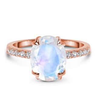Royal Exklusive Emporial prsten Měsíční duhový kámen s drahokamy bílými topazy 14k růžové zlato Vermeil GU-DR10789R-ROSEGOLD-MOONSTONE-TOPAZ Velikost…