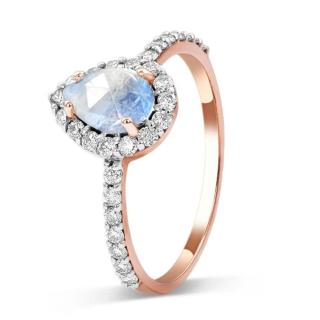 Royal Exklusive Royal Fashion prsten Kapka s drahokamem Moonstonem 14k růžové zlato Vermeil GU-DR8699R-ROSEGOLD-MOONSTONE-ZIRCON Velikost: 5 (EU: 49-…