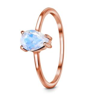 Royal Exklusive Royal Fashion prsten Kapka s drahokamem moonstonem 14k růžové zlato Vermeil GU-DR8705R-ROSEGOLD-MOONSTONE Velikost: 10