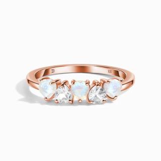 Royal Exklusive Royal Fashion prsten Láska 14k růžové zlato Vermeil s drahokamy Moonstony a drahokamy topazy GU-DR20559R-ROSEGOLD-MOONSTONE-TOPAZ Vel…