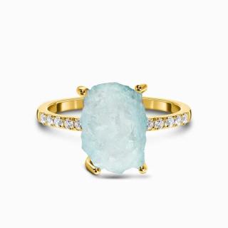 Royal Exklusive Royal Fashion prsten Raw 14k žluté zlato Vermeil s drahokamem akvamarínem a drahokamy topazy GU-DR15554R-YELLOWGOLD-AQUAMARINE-TOPAZ …