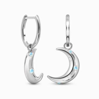 Royal Exklusive Royal Fashion stříbrné rhodiované náušnice Měsíc s drahokamy Moonstony a drahokamy topazy GU-DR23083E-SILVER-MOONSTONE-TOPAZ