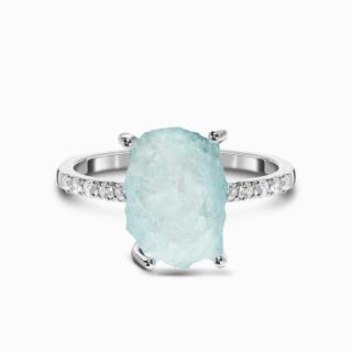 Royal Exklusive Royal Fashion stříbrný rhodiovaný prsten Raw s drahokamem akvamarínem a drahokamy topazy GU-DR15554R-SILVER-AQUAMARINE-TOPAZ Velikost…