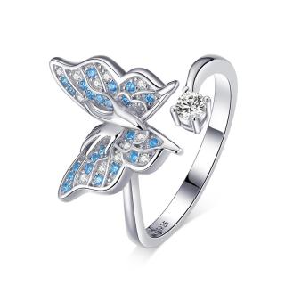 Royal Fashion nastavitelný prsten Třpytivý motýl BSR098 Velikost: Univerzální 52-60 mm