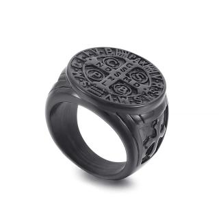 Royal Fashion pánský černý prsten Kříž KR107709-WGDM Velikost: 12
