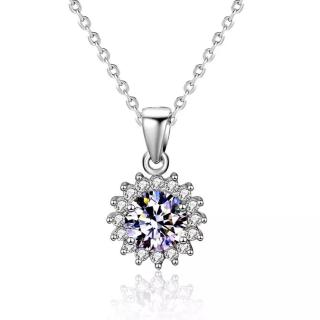 Royal Fashion stříbrný rhodiovaný náhrdelník s drahokamem moissanitem HA-XMZ001-SILVER-MOISSANITE-ZIRCON