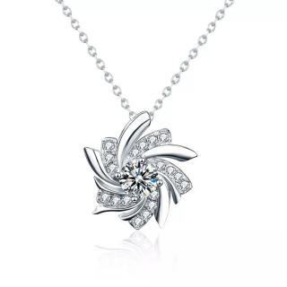 Royal Fashion stříbrný rhodiovaný náhrdelník s drahokamem moissanitem HA-XMZ012-SILVER-MOISSANITE-ZIRCON