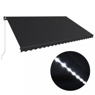 Ručně zatahovací markýza s LED světlem 500x300 cm Dekorhome Antracit,Ručně zatahovací markýza s LED světlem 500x300 cm Dekorhome Antracit