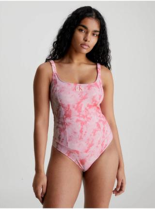 Růžové dámské jednodílné plavky Calvin Klein Underwear Authentic-One Piece-Print
