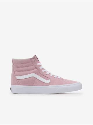 Růžové dámské kotníkové semišové tenisky VANS UA SK8-Hi